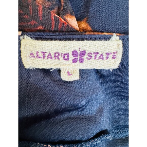 2/$30 Altar'a State Large Floral Print Bell Bottom Pants Polyester & Spandex - Picture 4 of 12